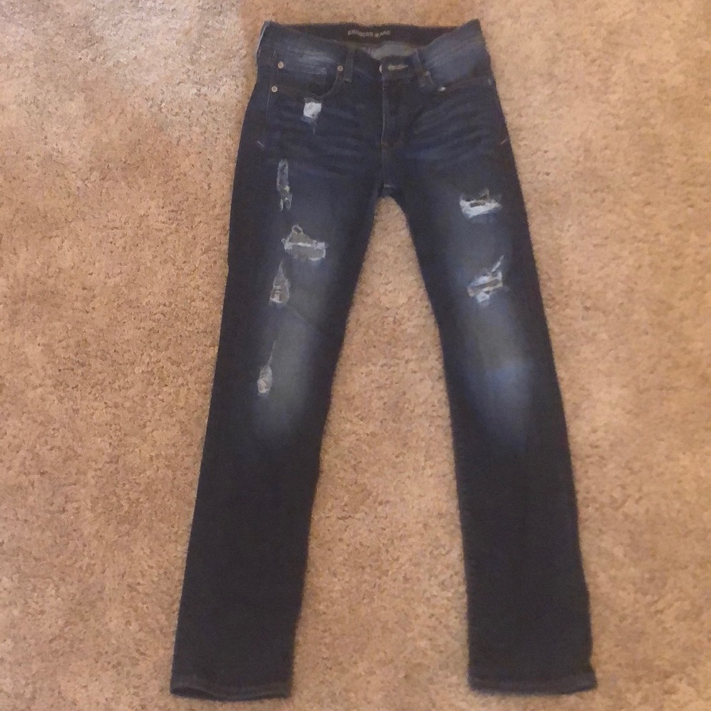 Express cropped skinny mid rise jeans